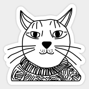 Minimal Portrait of Sweater Cat Sticker